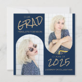 Ankündigung von Navy Blue 2 Arched Foto Abschluss (Vorderseite)