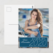 Ankündigung von Navy Blue Abschluss Foto Postkarte (Vorne/Hinten)