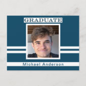 Ankündigung von Navy Blue Abschluss Minimalistisch Postkarte (Vorderseite)