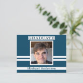 Ankündigung von Navy Blue Abschluss Minimalistisch Postkarte (Stehend Vorderseite)