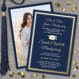 Ankündigung von Navy Blue and Foil Foto Abschluss