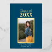 Ankündigung von Navy Blue and Gold Foto Abschluss (Vorderseite)