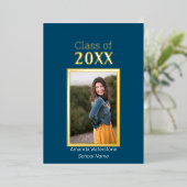 Ankündigung von Navy Blue and Gold Foto Abschluss (Stehend vorne)