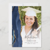 Ankündigung von Navy Blue Gold Agate Foto Abschlus (Vorderseite)