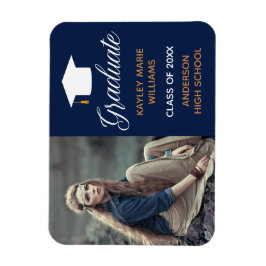 Ankündigung von Navy Blue Graduate Foto Abschluss Magnet
