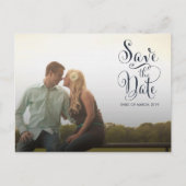 Ankündigung von Navy Blue Save the Date Typografie Postkarte (Vorderseite)