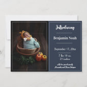 Ankündigung von Navy Blue Simple Foto (Vorderseite)