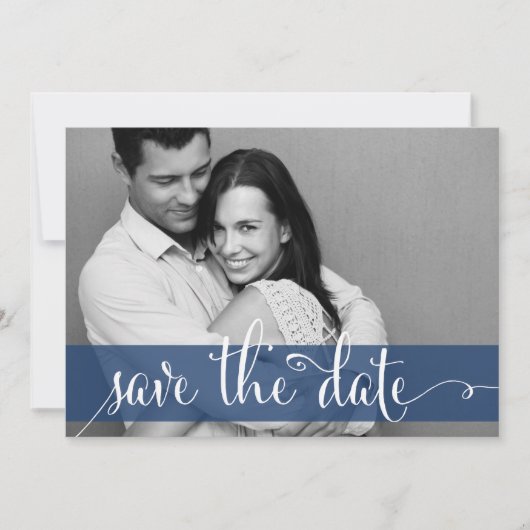 Ankündigung von Navy Blue Stripes Save the Date Fo (Vorderseite)