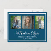 Ankündigung von Navy Blue White 3 Foto Abschluss (Vorne/Hinten)