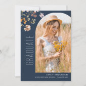 Ankündigung von Navy Blue Wildblume Abschluss Foto (Vorderseite)