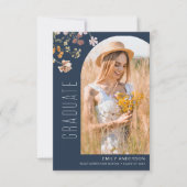 Ankündigung von Navy Blue Wildblume Abschluss Foto (Vorderseite)