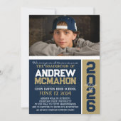 Ankündigung von Navy & Bronze Modern Abschluss Fot (Vorderseite)