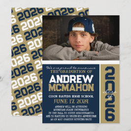 Ankündigung von Navy & Bronze Modern Abschluss Fot