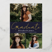 Ankündigung von Navy Script Foil Abschluss Foto (Vorderseite)