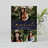 Ankündigung von Navy Script Foil Abschluss Foto (Stehend vorne)