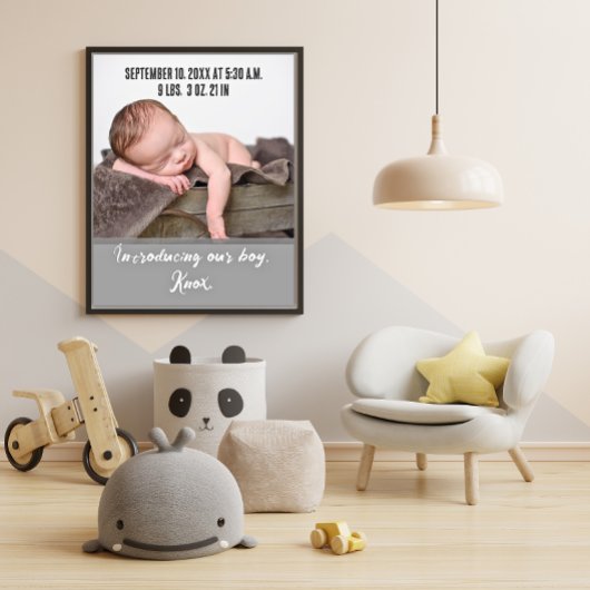 Ankündigung von New Baby Birth Foto Poster