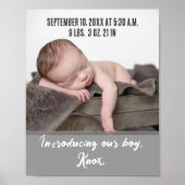 Ankündigung von New Baby Birth Foto Poster (Vorne)