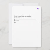 Ankündigung von New Baby Boy mit Fireworks (Rückseite)