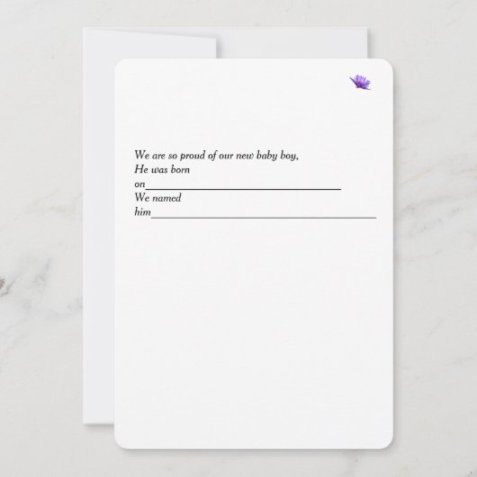 Ankündigung von New Baby Boy mit Fireworks (Rückseite)