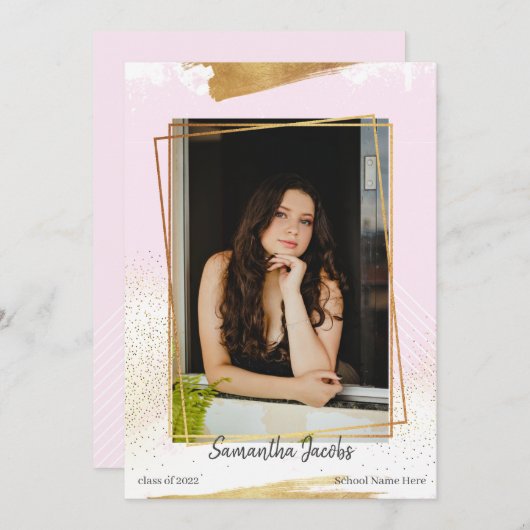 Ankündigung von niedlichem Rosa und Gold Gerahmter (Vorne/Hinten)