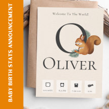 Ankündigung von niedlichen Chipmunk Baby Birth Sta