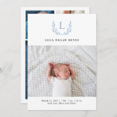 Ankündigung von Noble Blue Monogram Wreath (Vorne/Hinten)