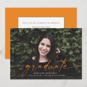 Ankündigung von Orange Graduate Script Abschluss (Vorne/Hinten)