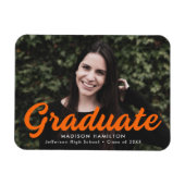 Ankündigung von Orange Script Foto Abschluss Magnet (Horizontal)