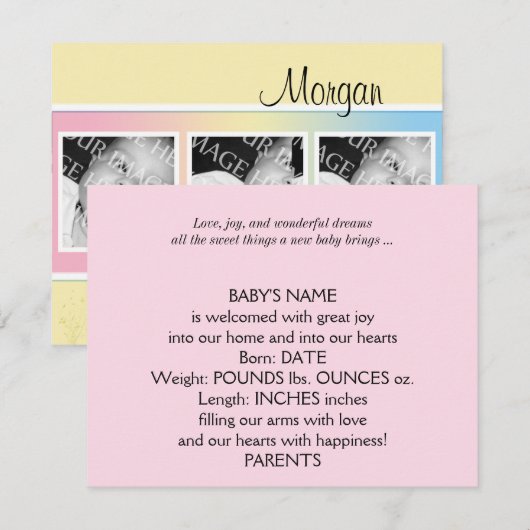 Ankündigung von Pastel Rainbow Frame Baby (Vorne/Hinten)