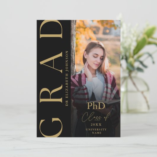 Ankündigung von PhD-Abschlüssen für Black and Gold (Stehend Vorderseite)