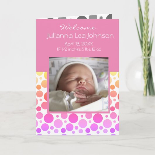 Ankündigung von Pink Girl Baby Ankunft (Vorderseite)