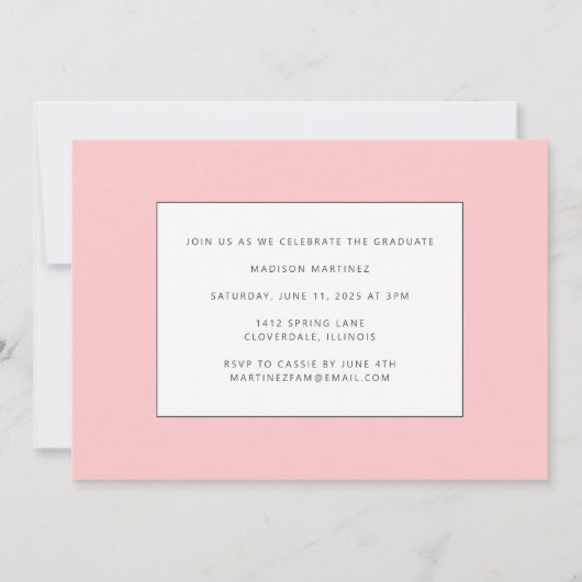 Ankündigung von Pink Graduate Script Abschluss (Rückseite)