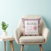 Ankündigung von Pink Grey Floral Baby Pillow Kissen (Stuhl )