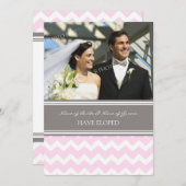 Ankündigung von Pink Grey Zickzack Foto Elopement (Vorne/Hinten)