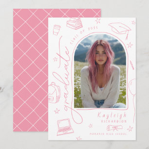 Ankündigung von Pink Whimsical Foto Abschluss