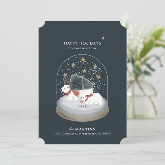 Ankündigung von Polar Bears Snow Globe Urlaub (Stehend Vorderseite)