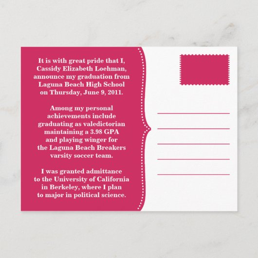 Ankündigung von Raspberry Custom Foto Abschluss (Rückseite)