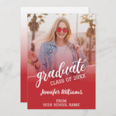 Ankündigung von Red Abschluss Foto Grad Graduate A (Vorne/Hinten)