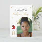 Ankündigung von Red Afro Unicorn Abschluss (Stehend Vorderseite)