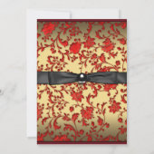 Ankündigung von Red Black Damask Foto Abschluss (Rückseite)