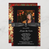 Ankündigung von Red Black Damask Foto Abschluss (Vorne/Hinten)