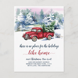 Ankündigung von Red Christmas Truck Holiday Moving Postkarte