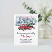Ankündigung von Red Christmas Truck Holiday Moving Postkarte (Stehend Vorderseite)