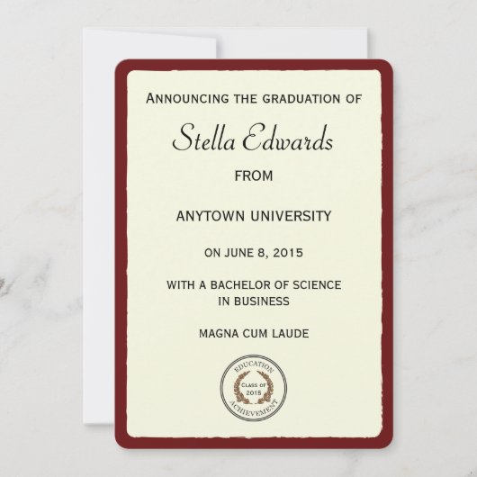 Ankündigung von Red Classic Abschluss Round Corner (Vorderseite)