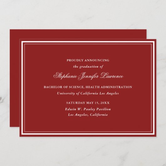 Ankündigung von Red Formal Abschluss (Vorne/Hinten)