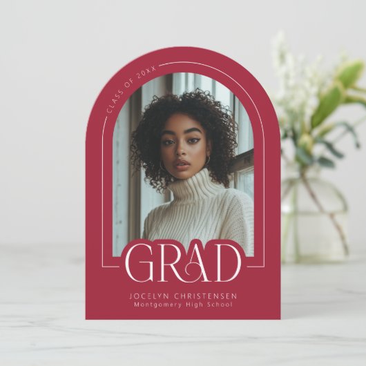 Ankündigung von Red Modern Minimalistisch Grad Fot (Stehend Vorderseite)