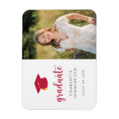 Ankündigung von Red School Colors Foto Abschluss Magnet (Vertikal)