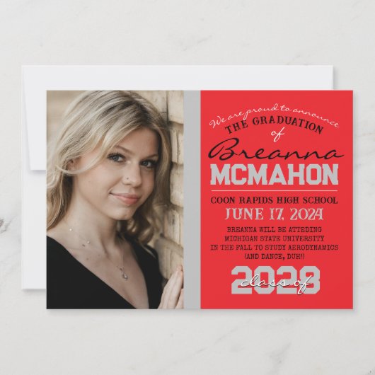 Ankündigung von Red & Silver Abschluss Foto (Vorderseite)