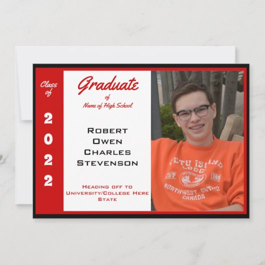 Ankündigung von Red White Black Foto Abschluss (Vorderseite)