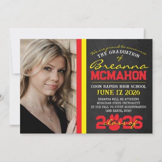 Ankündigung von Red & Yellow Paw Print Abschluss (Vorderseite)